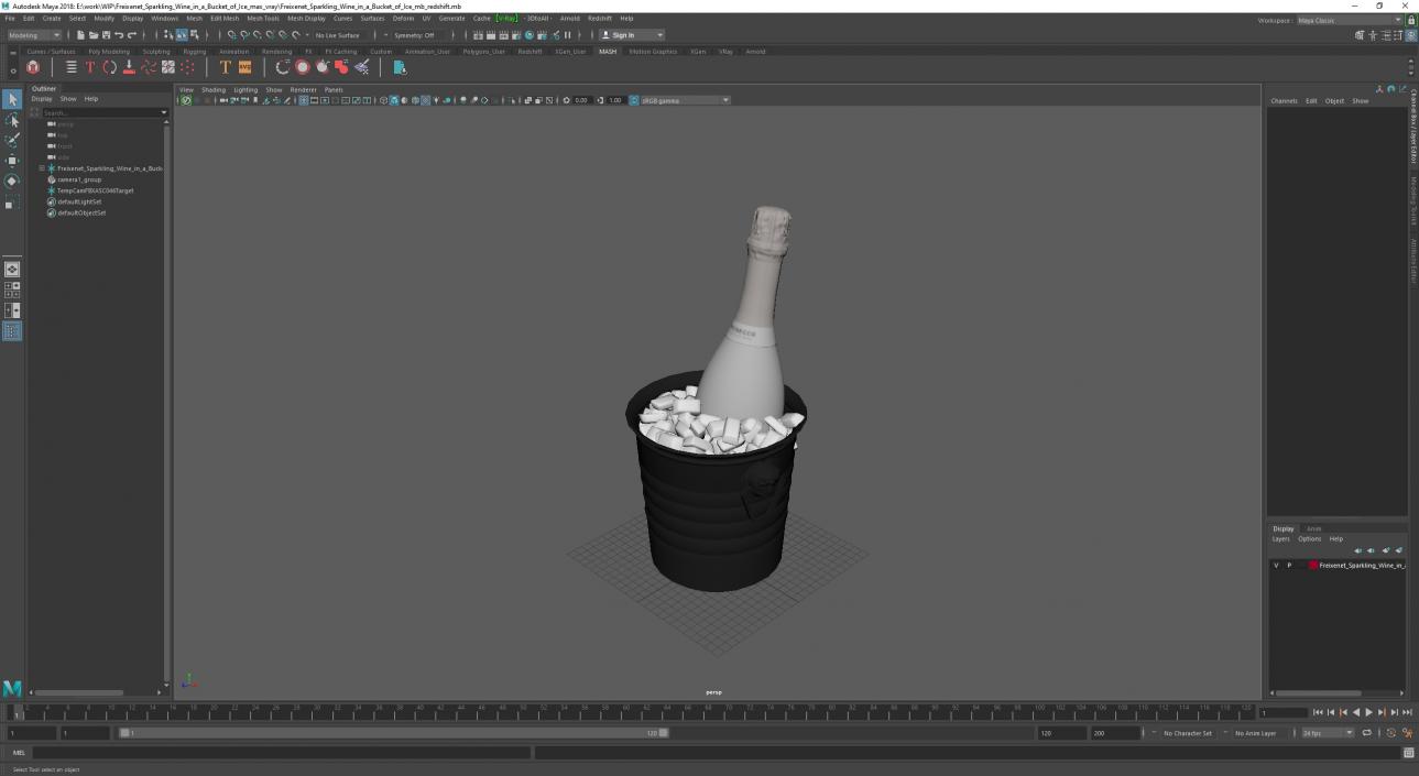 3D Freixenet Sparkling Wine in a Bucket of Ice model