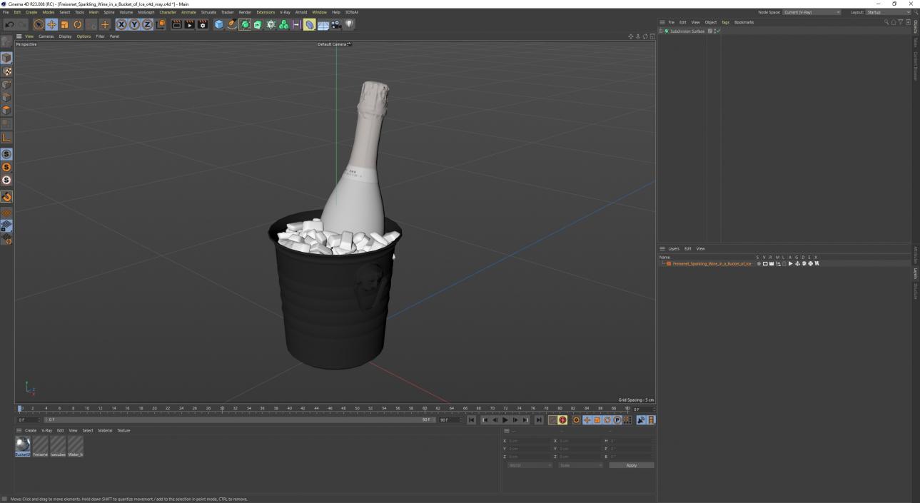 3D Freixenet Sparkling Wine in a Bucket of Ice model