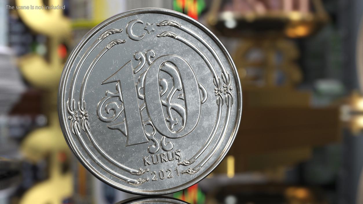 3D Turkish Coin 10 Kurus