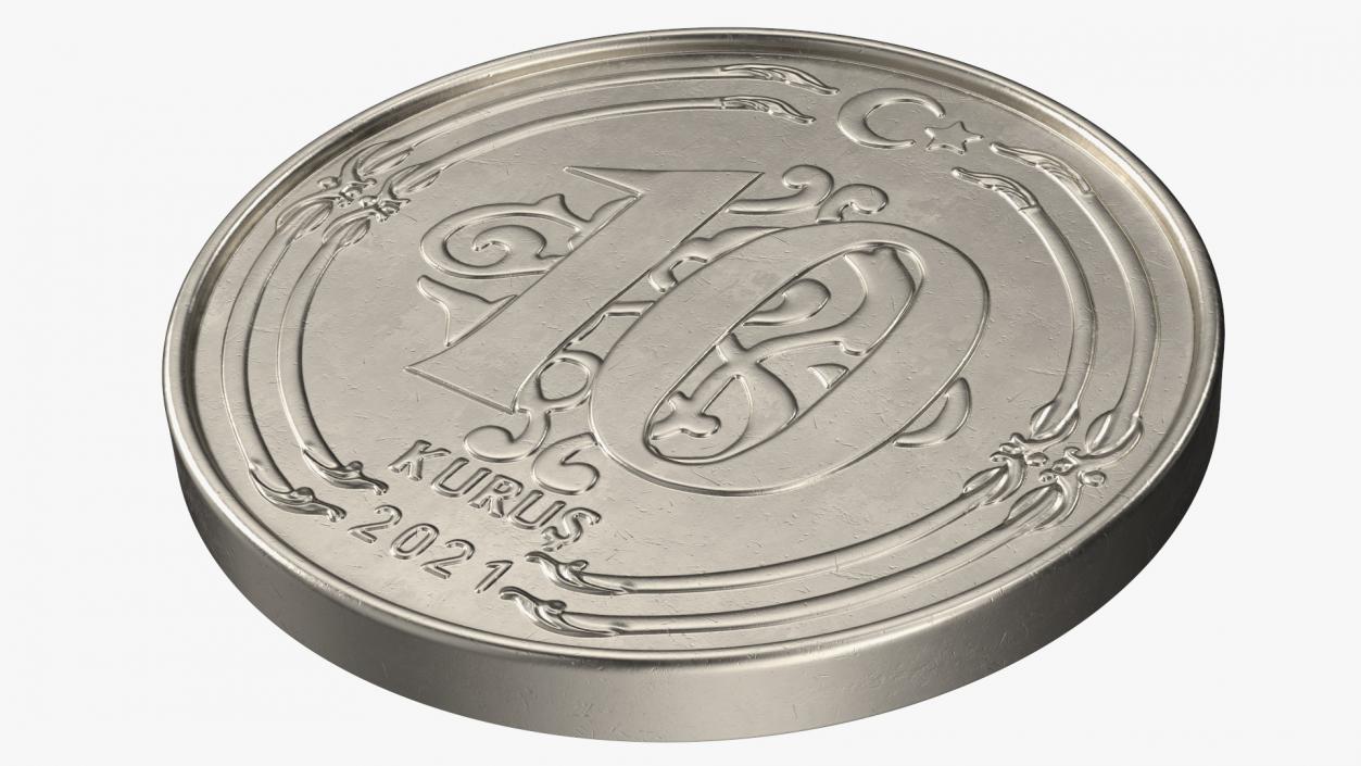 3D Turkish Coin 10 Kurus