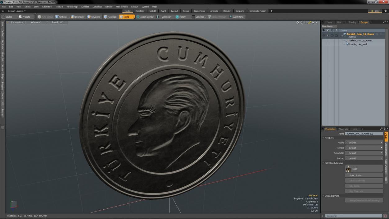 3D Turkish Coin 10 Kurus