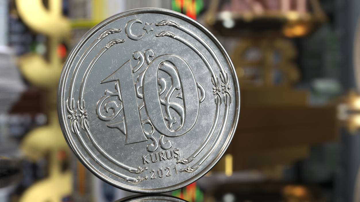 3D Turkish Coin 10 Kurus