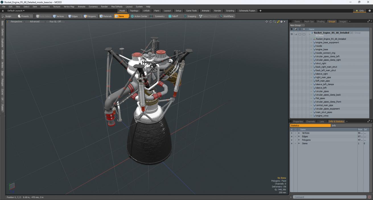 3D Rocket Engine RS 68 Detailed model