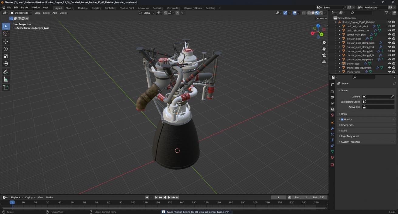 3D Rocket Engine RS 68 Detailed model