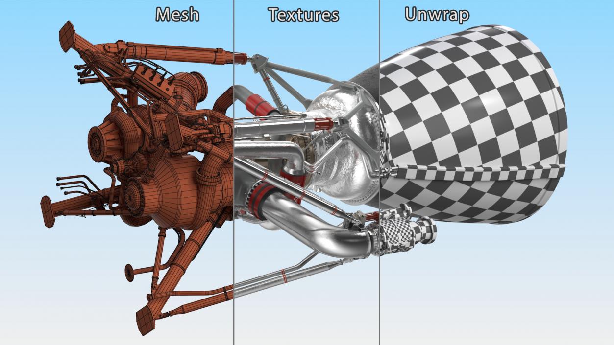 3D Rocket Engine RS 68 Detailed model