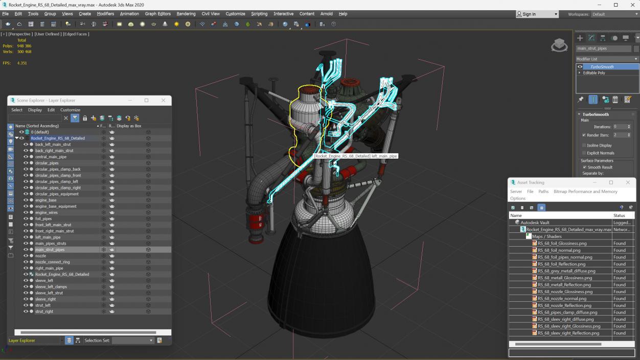 3D Rocket Engine RS 68 Detailed model