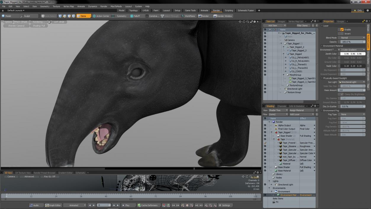 3D Tapir Rigged for Modo