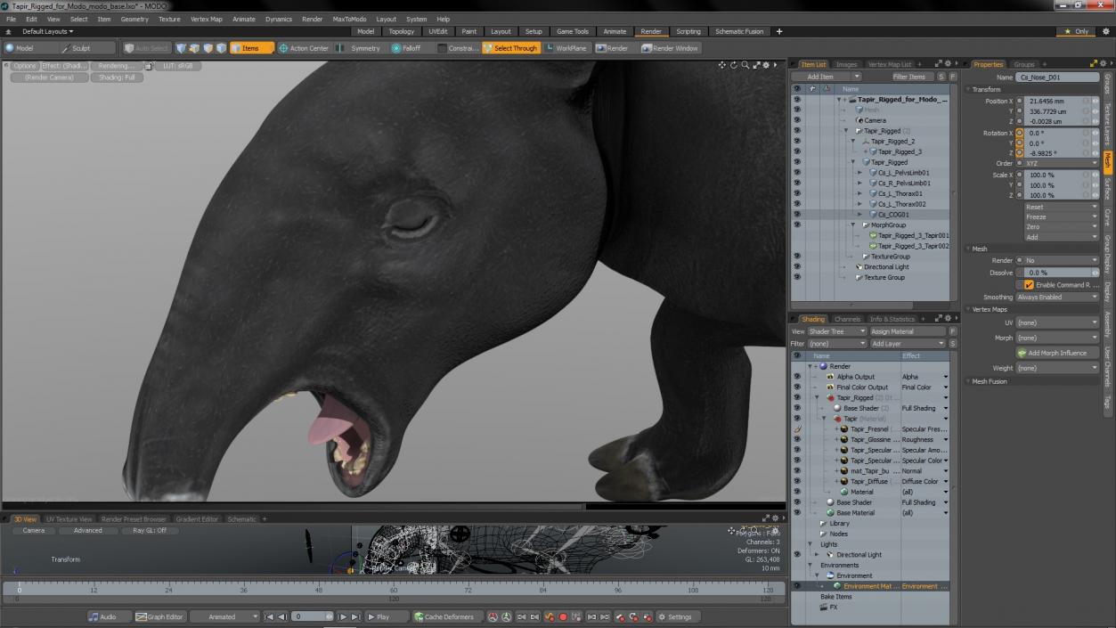 3D Tapir Rigged for Modo