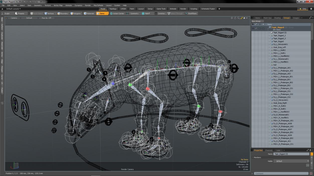 3D Tapir Rigged for Modo