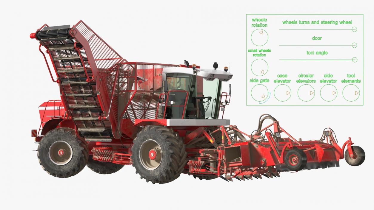 Self Propelled Beet Harvester Dusty Rigged 3D