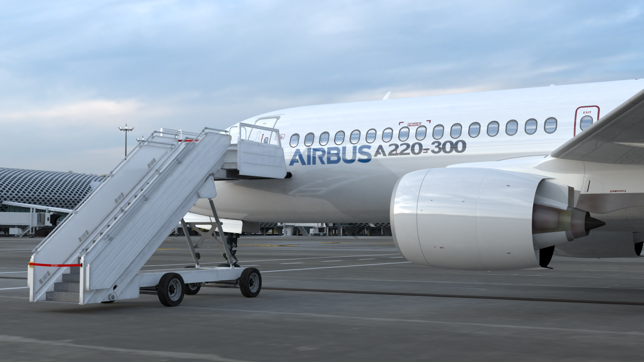 Airbus A220 with Passenger Steps 3D