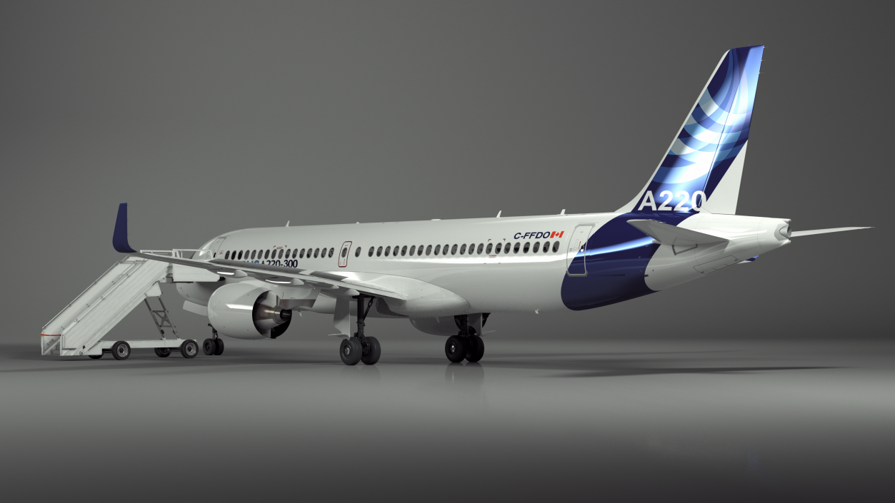 Airbus A220 with Passenger Steps 3D