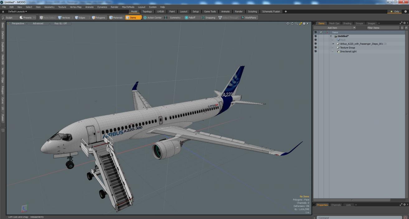 Airbus A220 with Passenger Steps 3D