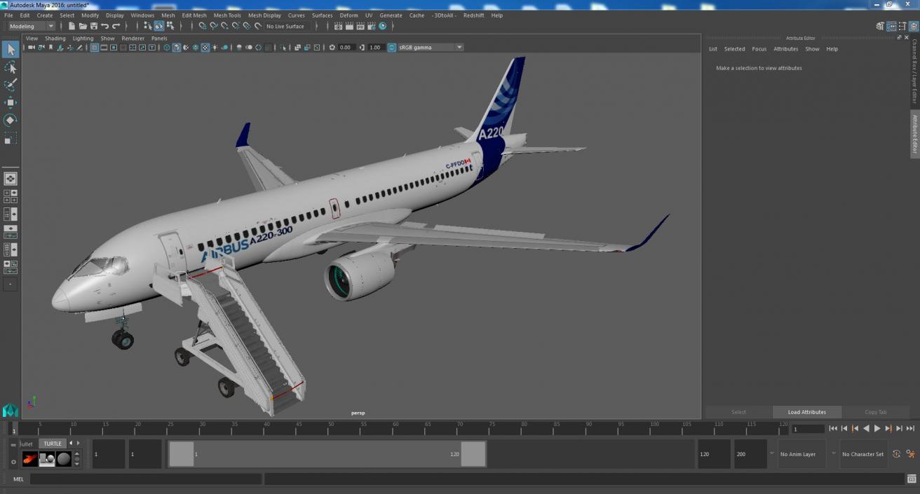 Airbus A220 with Passenger Steps 3D