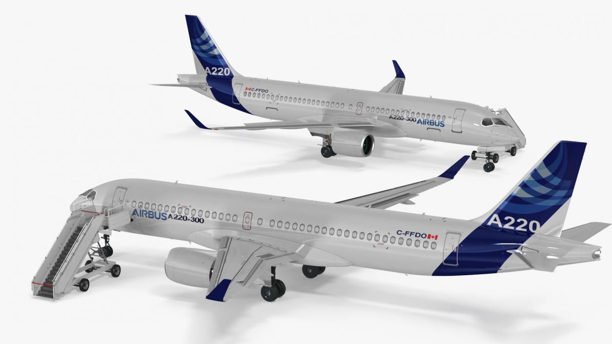 Airbus A220 with Passenger Steps 3D