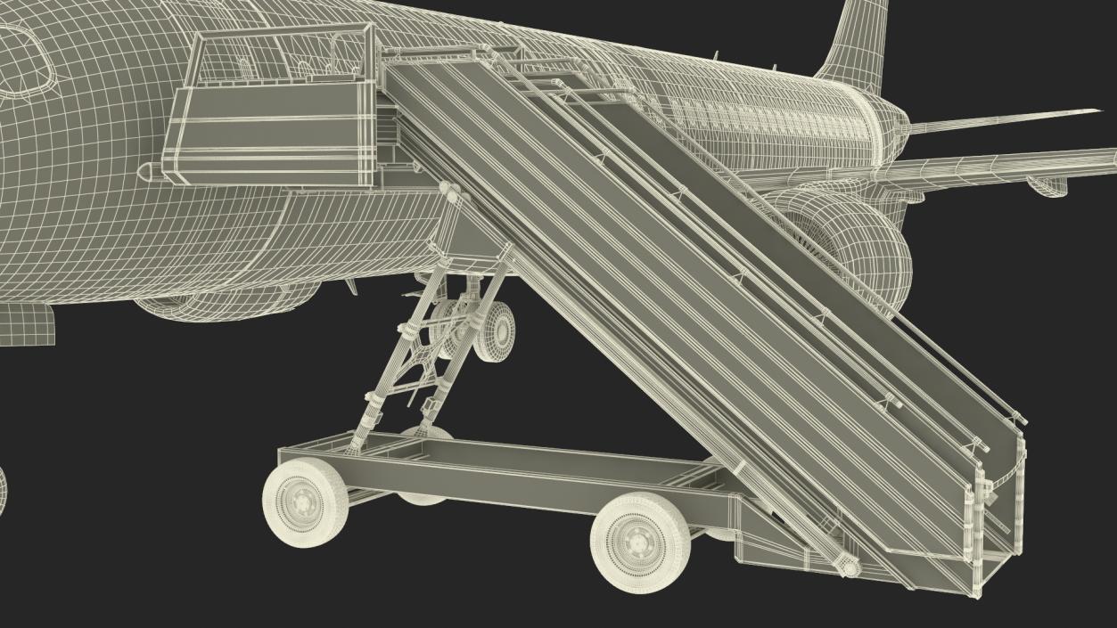 Airbus A220 with Passenger Steps 3D