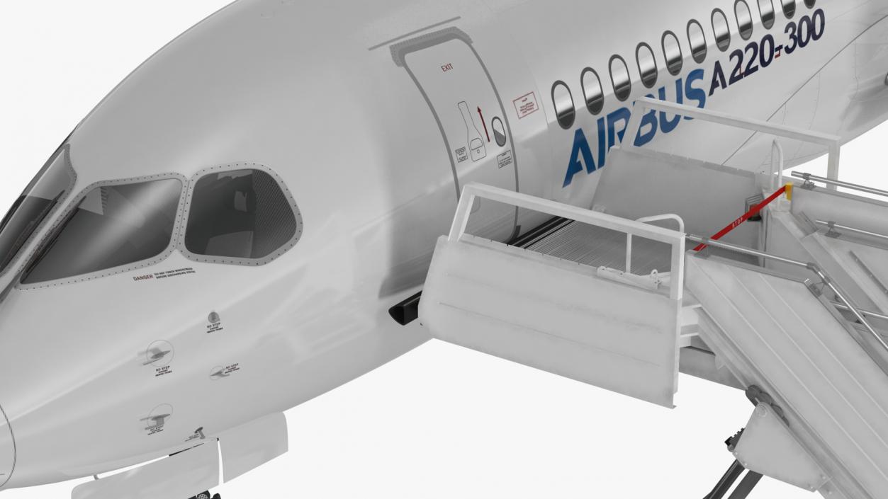 Airbus A220 with Passenger Steps 3D