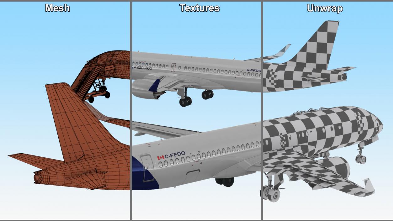 Airbus A220 with Passenger Steps 3D