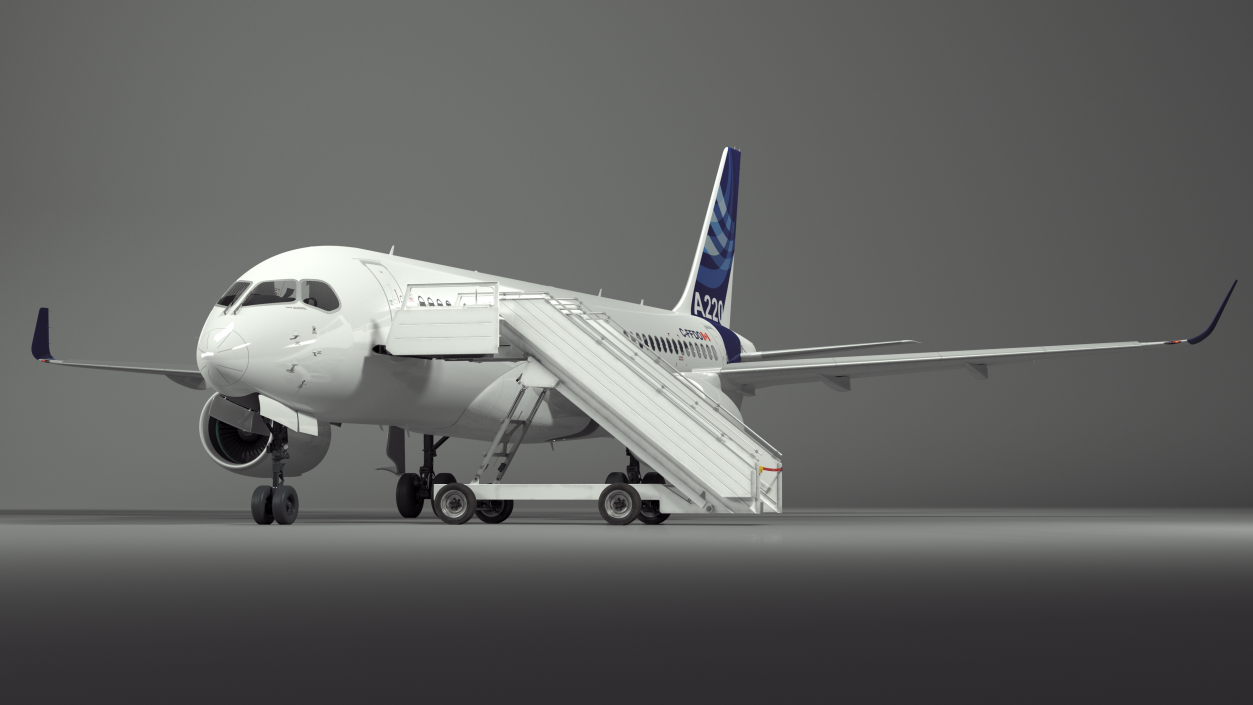 Airbus A220 with Passenger Steps 3D