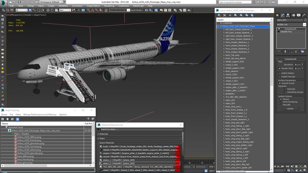 Airbus A220 with Passenger Steps 3D