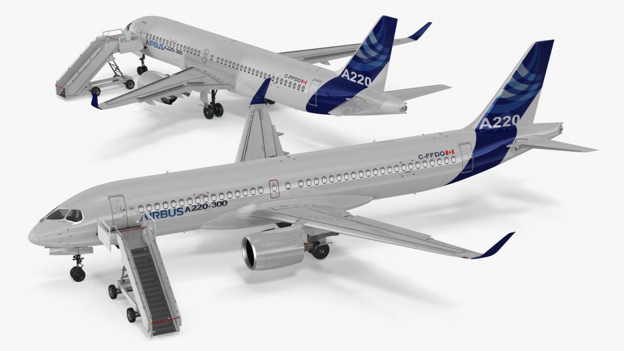 Airbus A220 with Passenger Steps 3D