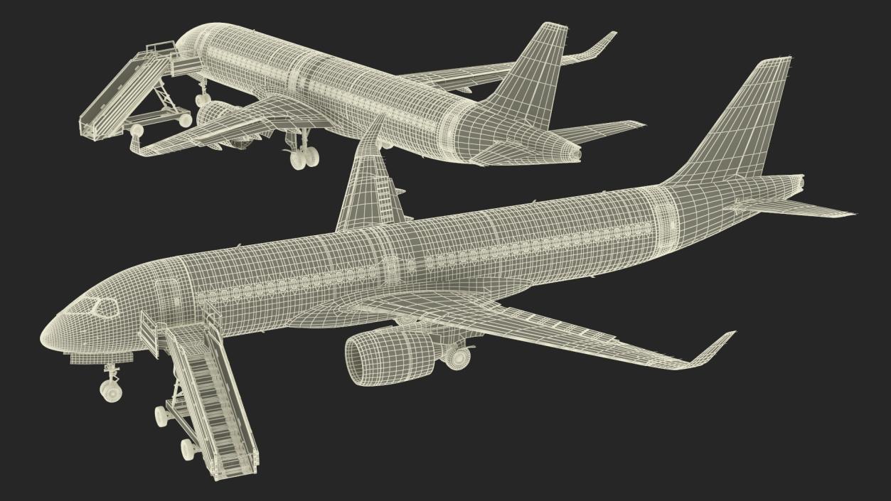 Airbus A220 with Passenger Steps 3D