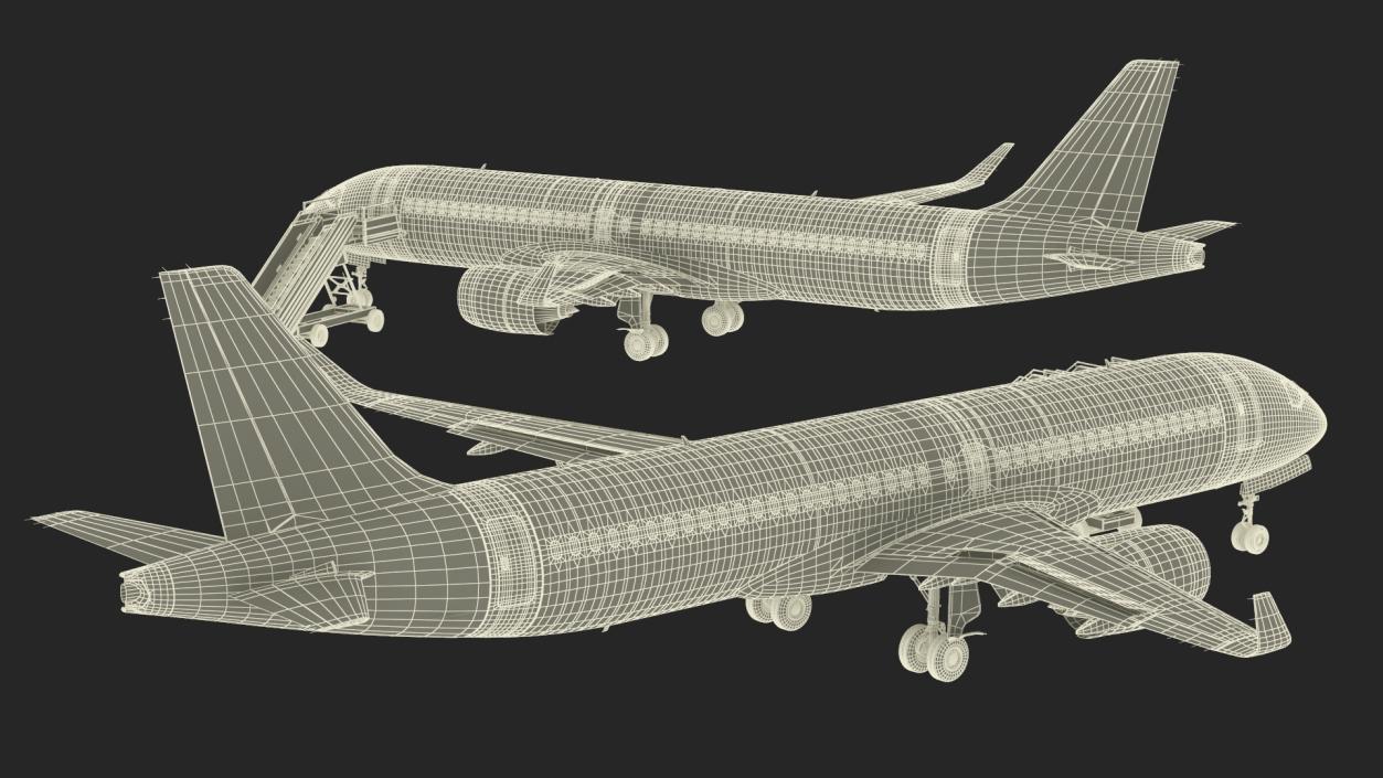 Airbus A220 with Passenger Steps 3D