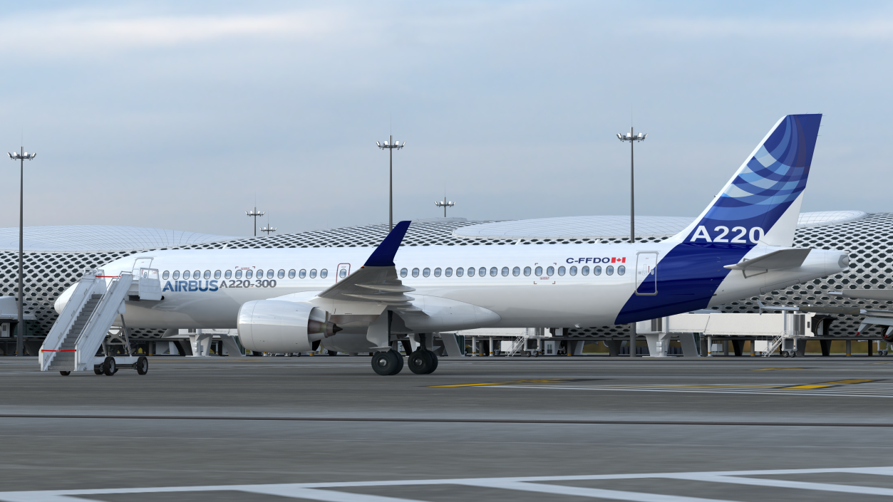 Airbus A220 with Passenger Steps 3D