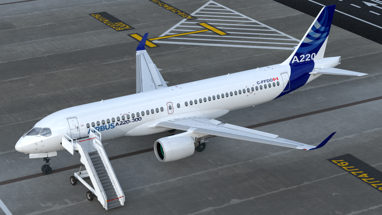 Airbus A220 with Passenger Steps 3D