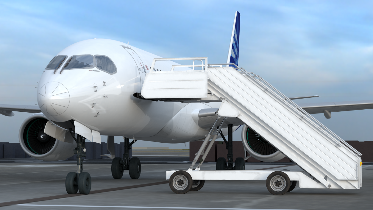 Airbus A220 with Passenger Steps 3D