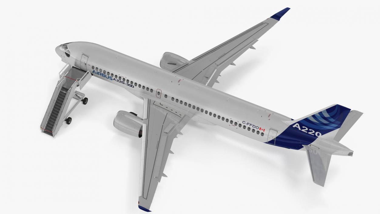 Airbus A220 with Passenger Steps 3D