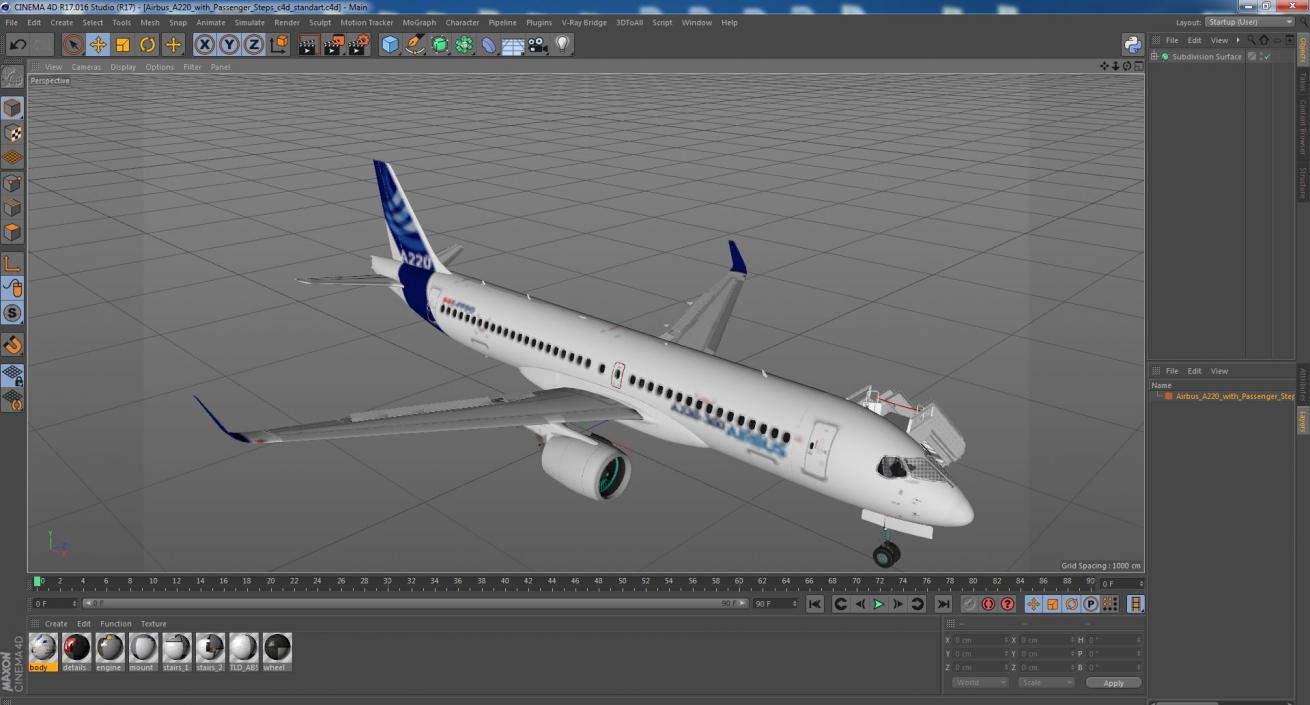 Airbus A220 with Passenger Steps 3D