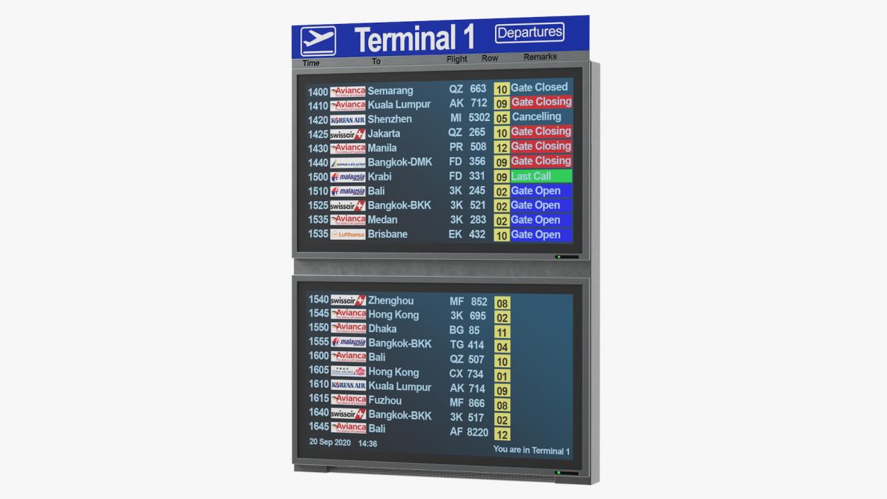 Flight Board Information Display 3D