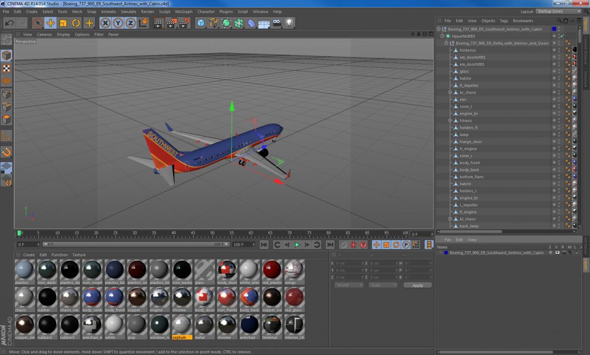 Boeing 737-900 ER Southwest Airlines with Cabin 3D