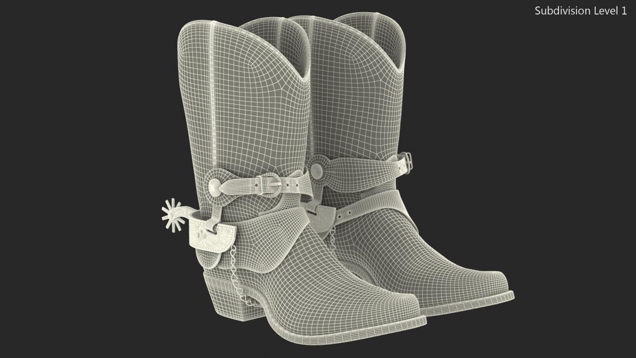 3D Cowboy Boots with Spurs model