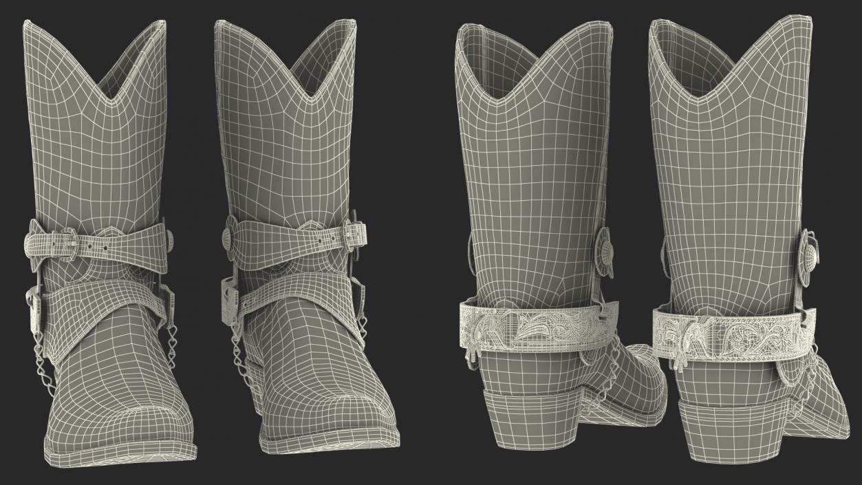 3D Cowboy Boots with Spurs model