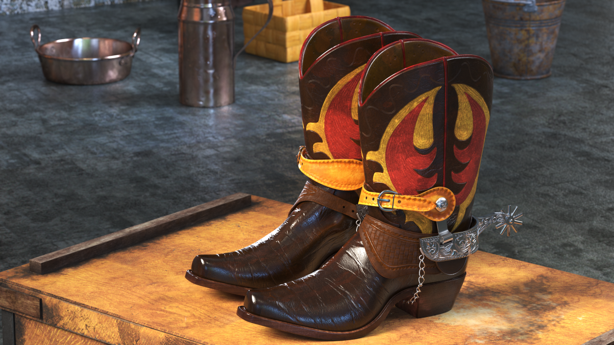 3D Cowboy Boots with Spurs model