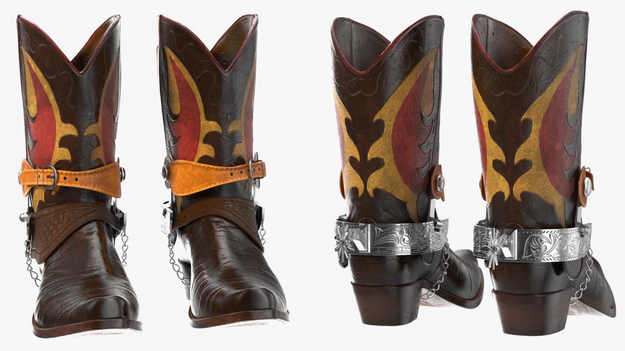 3D Cowboy Boots with Spurs model