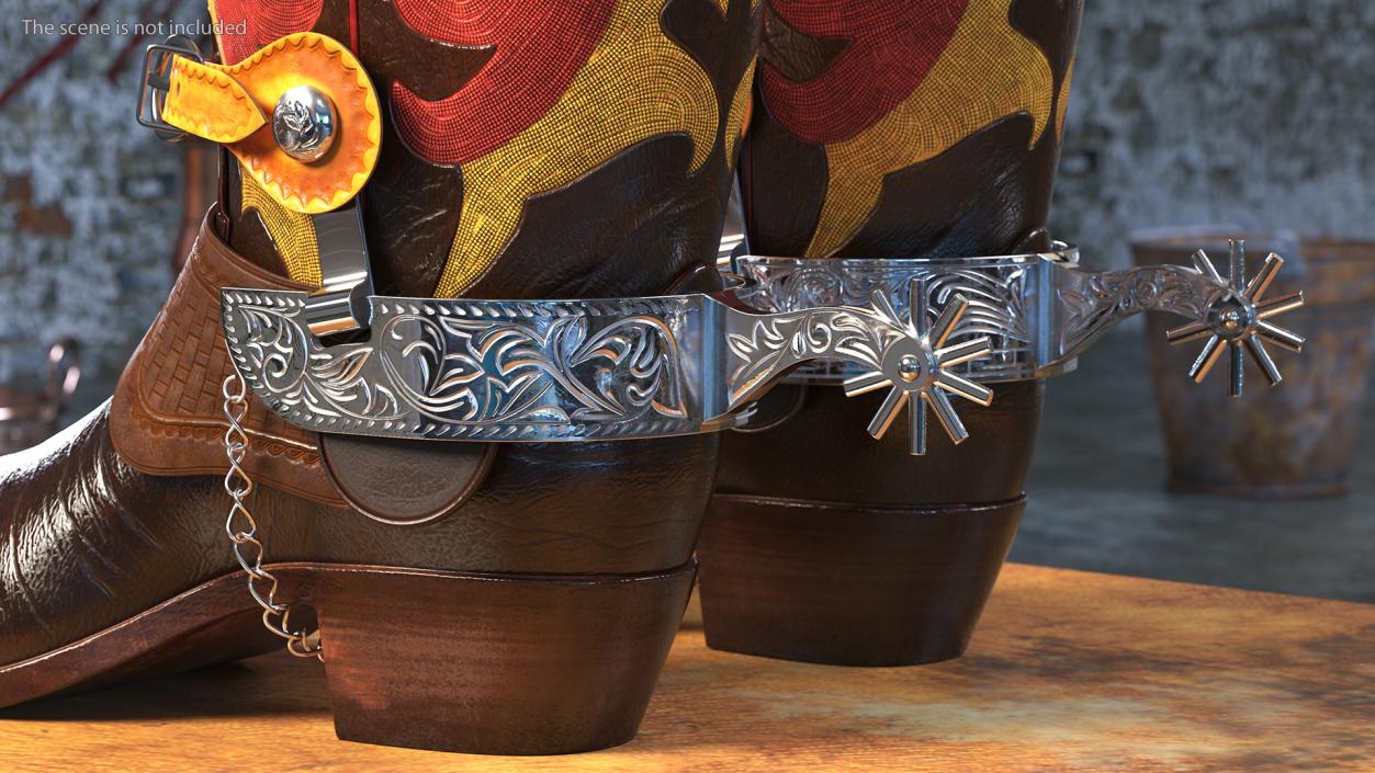 3D Cowboy Boots with Spurs model