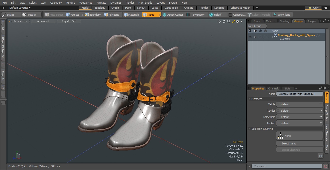 3D Cowboy Boots with Spurs model