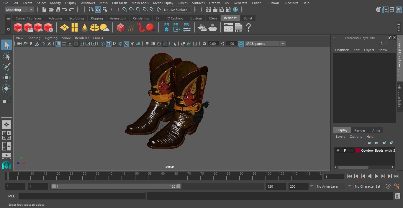 3D Cowboy Boots with Spurs model