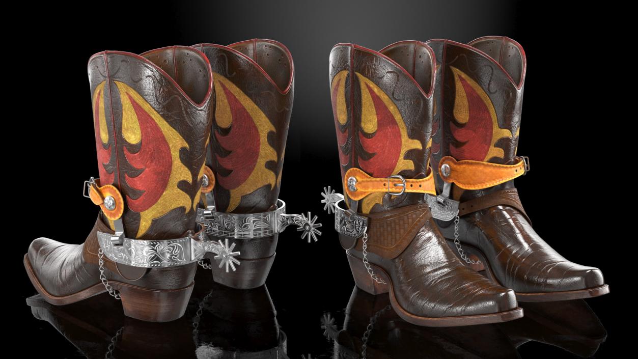 3D Cowboy Boots with Spurs model