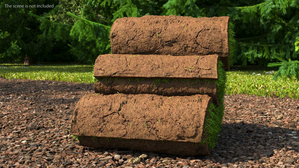 3D Rolled Lawn Small Stack model