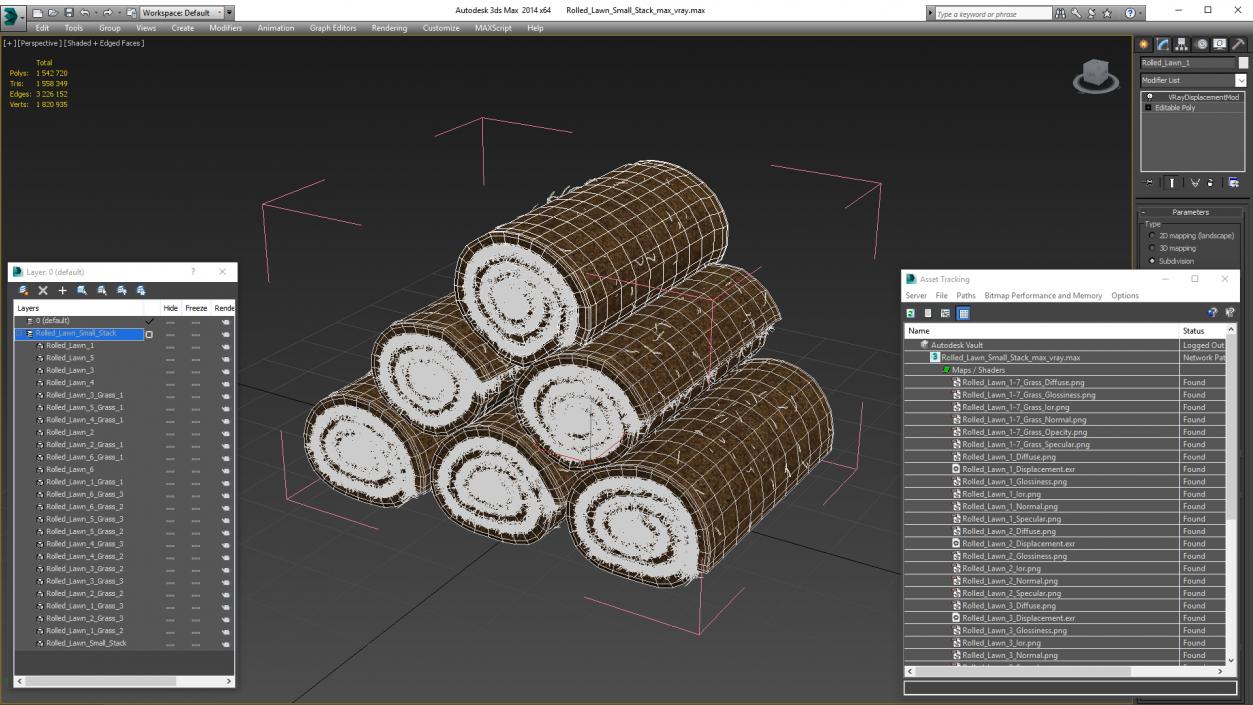 3D Rolled Lawn Small Stack model