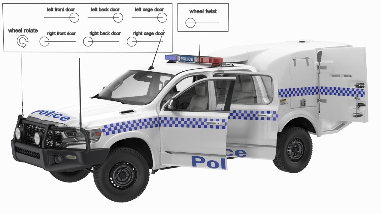 3D Police Prisoner Transport Truck Rigged model