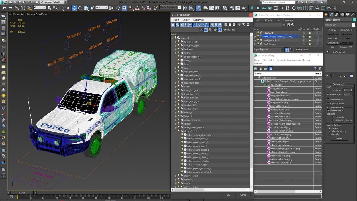 3D Police Prisoner Transport Truck Rigged model