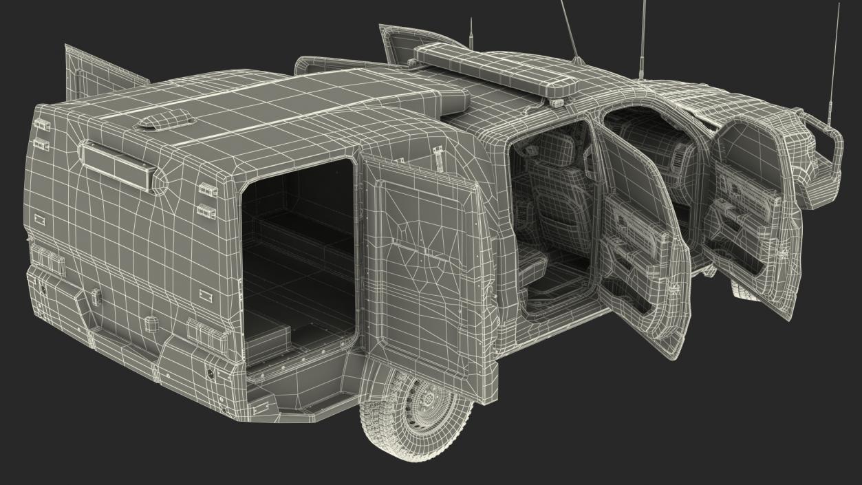 3D Police Prisoner Transport Truck Rigged model