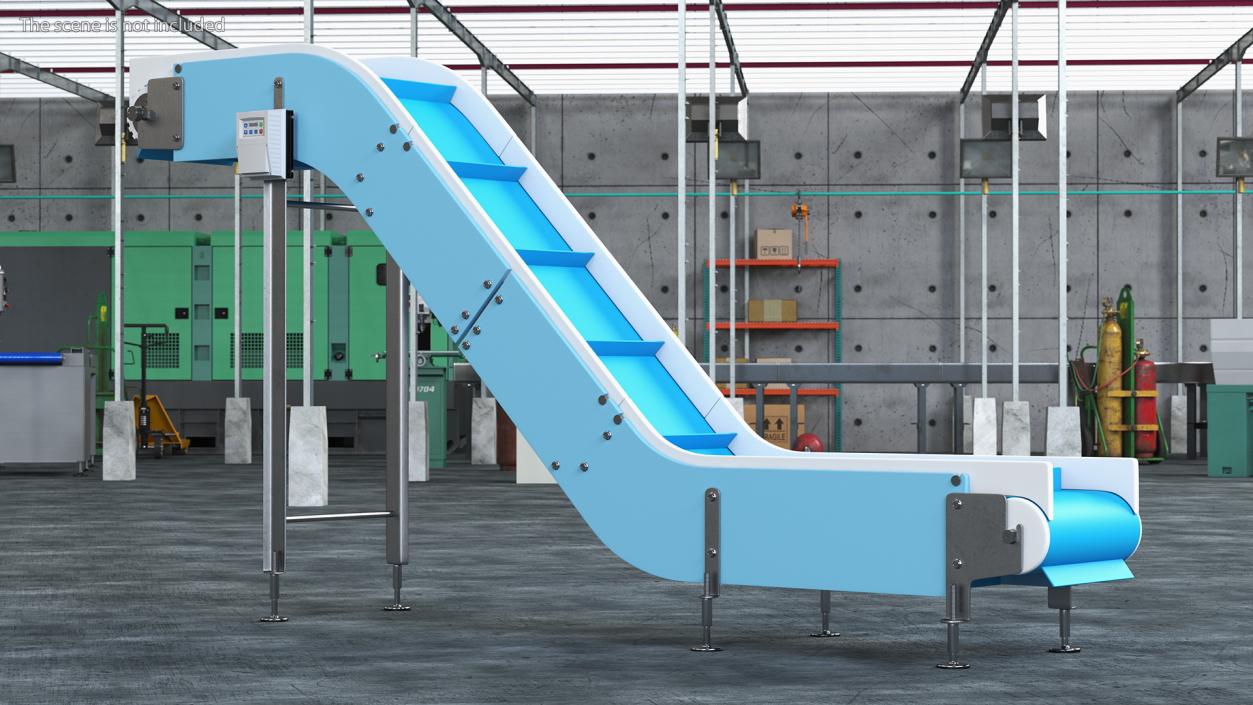 3D Incline Conveyor Rigged model