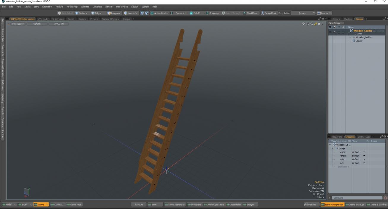 3D Wooden Ladder model