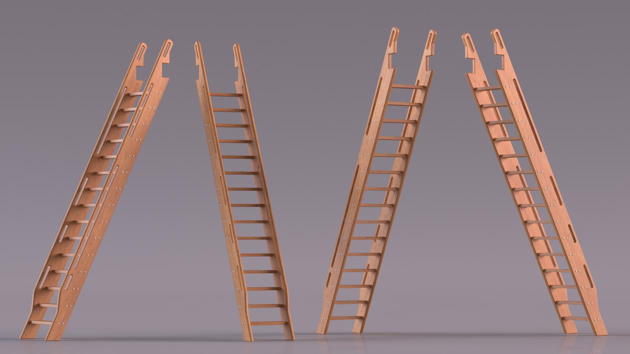 3D Wooden Ladder model